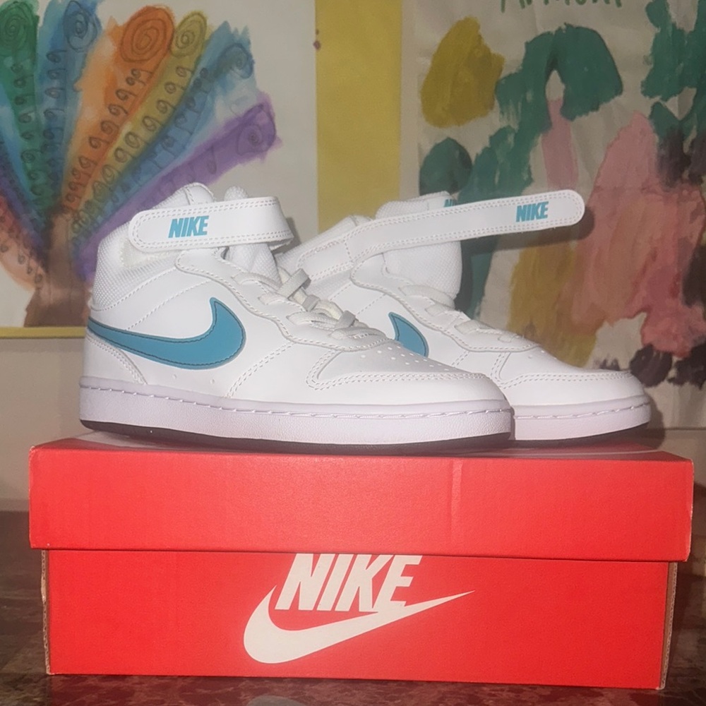 Nike White and Blue Sneakers High-Top